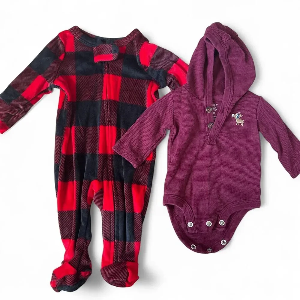 Newborn & 0–3M Baby Clothes Bundle – 7 Pieces + Blanket & Hat